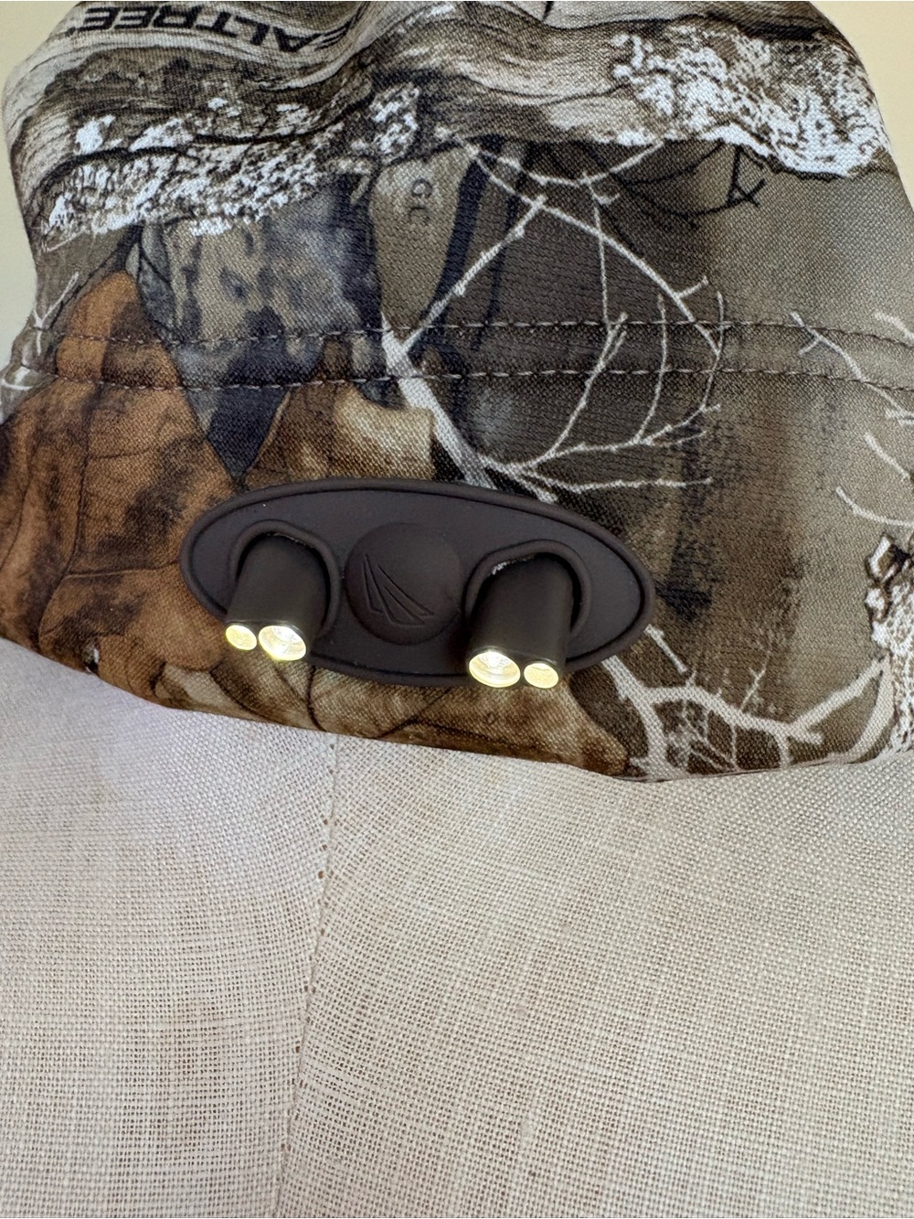 Camo LED Hat with Dual Front Lights - Brown/Black